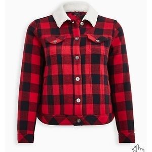 Torrid plaid Sherpa collar trucker jacket